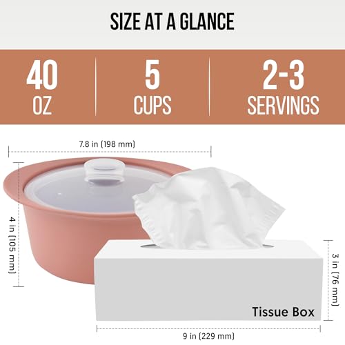 40oz Platinum Silicone Microwave Steamer Pot with Handle & Lid