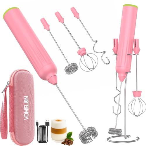 Milk Frother Handheld with 3 Stainless Steel Whisks