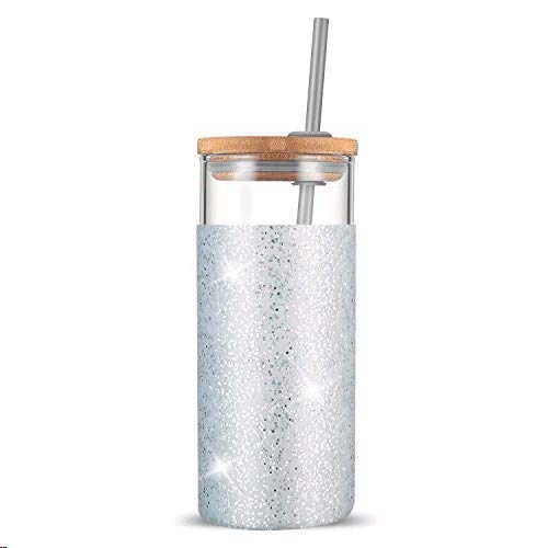 20 oz Glass Tumbler with Lids and Straws