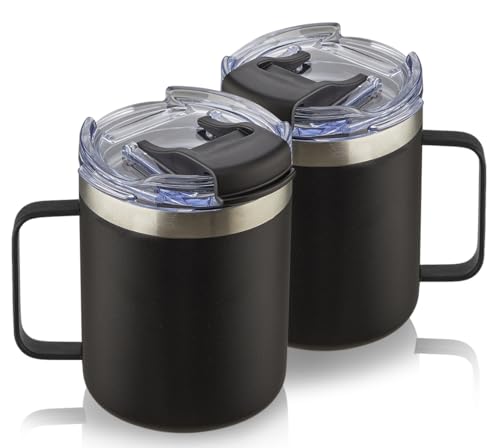 12oz Insulated Travel Coffee Mug with Handle (2 Count)