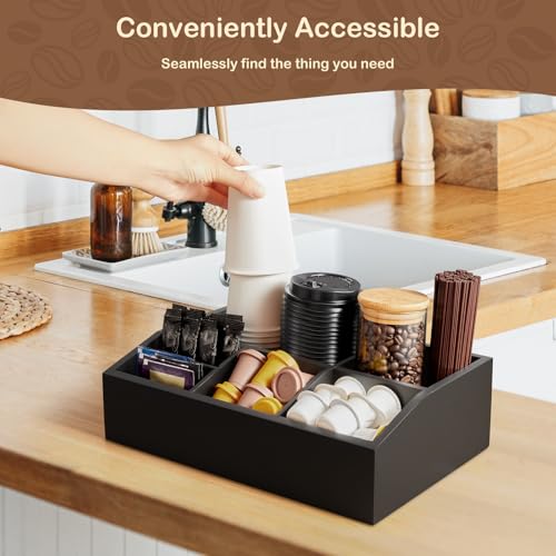 Black Coffee Station Organizer for Countertop