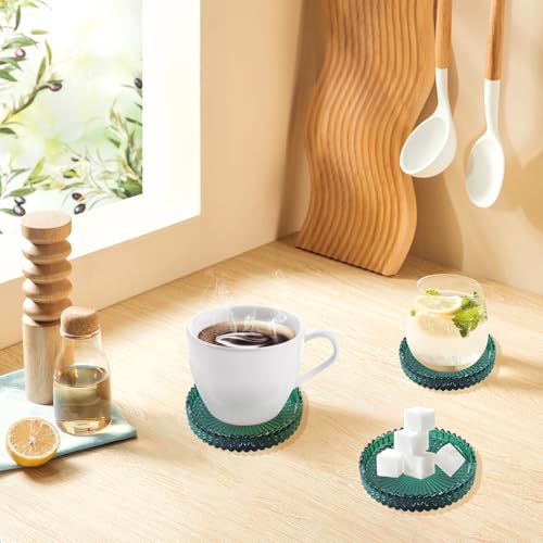 Crystal Glass Coaster 6 Pack Round Cup Drinks Coasters (6 Count)
