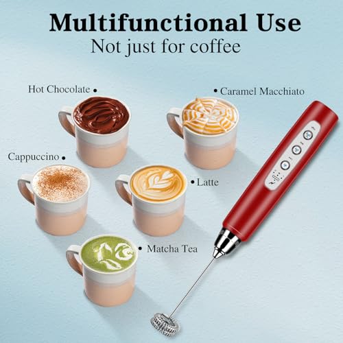 Milk Frother Wand Rechargeable Handheld Whisk Coffee 3 Speed Adjustable