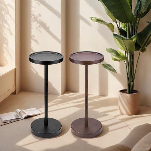 Solid Wood Pedestal Side Table Black