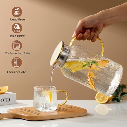 68 oz 2L Large Glass Pitchers with Lid