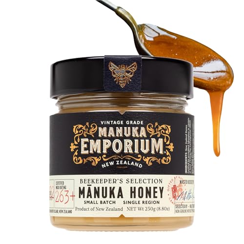 MGO263+ 100% Pure Raw NZ Manuka Honey 250g 8.8oz Glass Jar (8.8 Ounce)