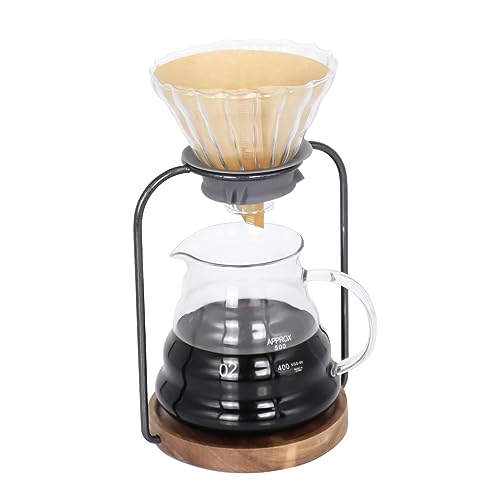 Pour Over Coffee Dripper Stand Transparent Glass Dripper Server with Paper Coffee Filters Manual Hand Drip Coffee Brewing Kit for Home Office Camping