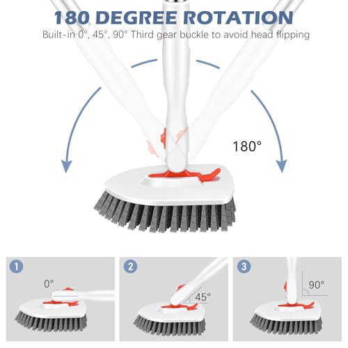 4-in-1 Tile Tub Floor Scrubber with Floor Scrub Brush, Orange