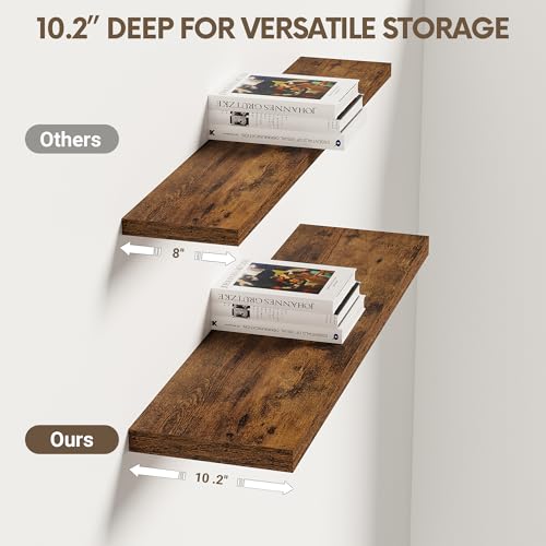 10 Inch Deep Floating Shelves 30x10” Set of 2 (2 Count)