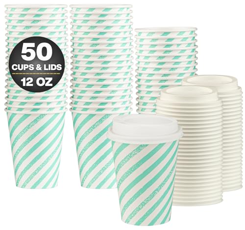 Disposable Coffee Cups with Lids (50 Count)