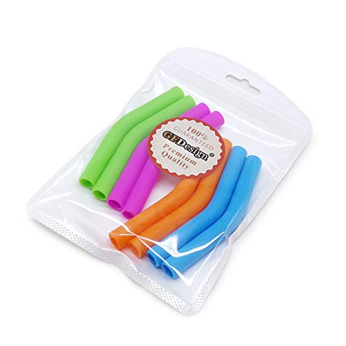 Food Grade Silicone Straw Elbows Tips Soft Reusable Metal Stainless Steel Straw Nozzles Only Fit for 5 (8 Count)