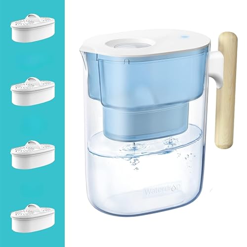 PT-04B 10-Cup Water Filter Pitcher with 4 Filters, NSF Certified (2 Count)