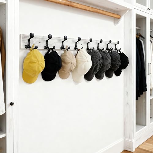 43 Inch Wood Coat Rack Wall Mount with 8 Triple Hooks (2 Count)