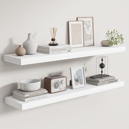 Rustic Real Wood Floating Shelves (2 Count)