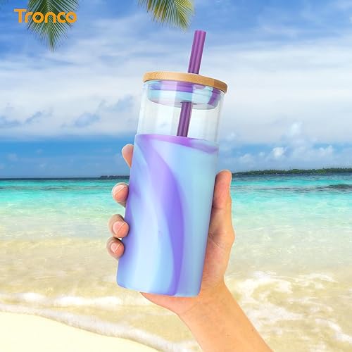 20 oz Glass Tumbler with Lids and Straws