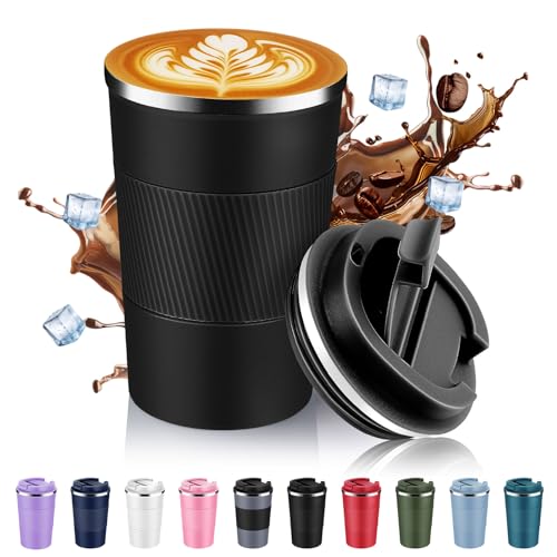 13 oz Stainless Steel Insulated Travel Coffee Mug with Fip Lid