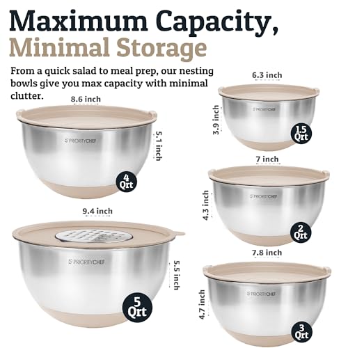 Stainless Steel Mixing Bowls with Lids Set