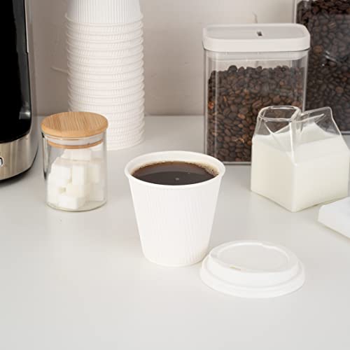 Ripple Wall Coffee Cups 25 Count 8 Ounce Insulated White Paper Cups