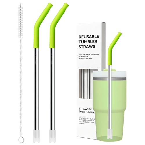 Metal Straws With Silicone Tip For Stanley Adventure Quencher H2.0 Tumbler 14 oz 20 oz