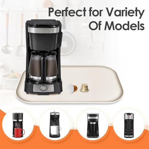 Silicone Coffee Maker Mat with Lip for Countertops 17.4''x10.6''Cream White