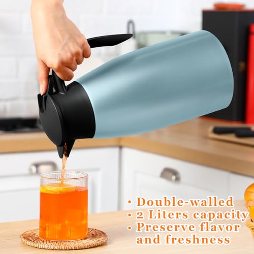 2 Pcs Thermal Coffee Carafe Insulated Stainless Steel Coffee Carafe for Hot Liquid Vacuum Thermal Pot Creamer Pitcher Dispenser with Brushes Keeping Hot Water Milk