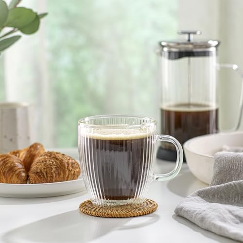 Fluted Glass Coffee Mugs (2 Count)