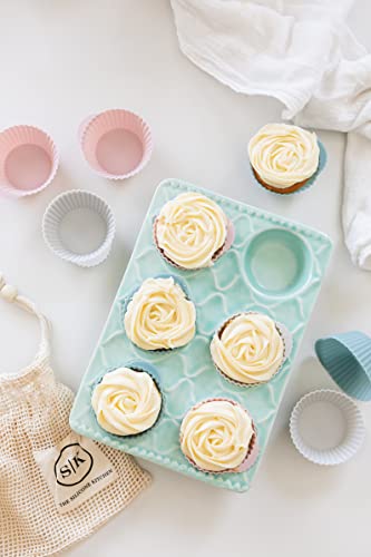 Reusable Silicone Baking Cups Silicone Muffin Liners for Cupcakes (12 Count)