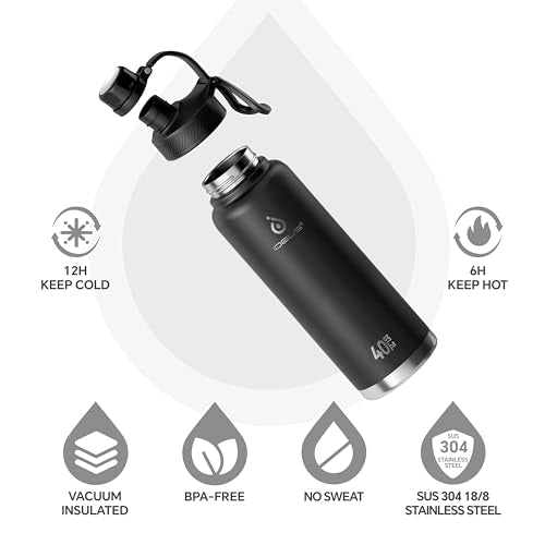 40oz Stainless Steel Insulated Bottle with 2 Leak