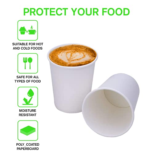 White Disposable Paper Coffee Cups with Lids (100 Count)