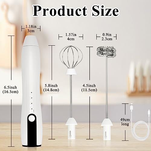 Double Whisk Milk Frother Handheld USB