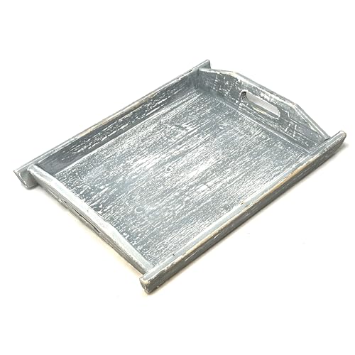 Wooden Tray 17""x13""x2"" Boat Style Vintage Grey Stylish Rustic Farmhouse Decor Serving Platter