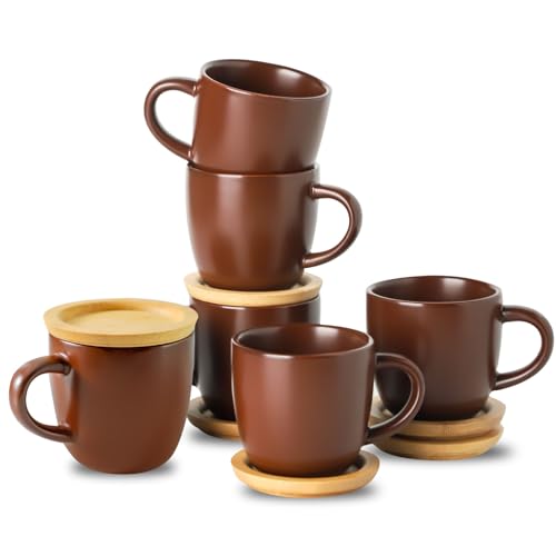Stackable Porcelain Mini Espresso Cups and Saucers Set of 6 (6 Count)