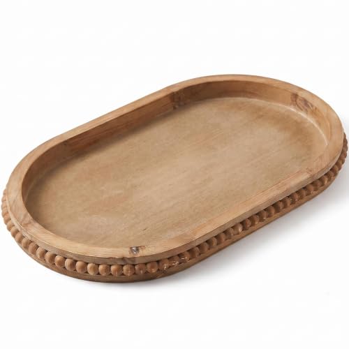 Brown Oval Wood Decorative Tray