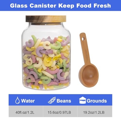 Glass Coffee Canister Glass Food Storage Jars With Airtight Lids Borosilicate Glass Coffee Canister Container for Coffee Beans & Grounds Tea Sugar Spices Kitchen