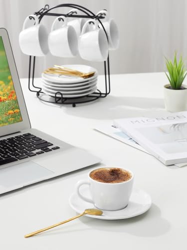 4 oz Espresso Cups Set of 6 with Saucers