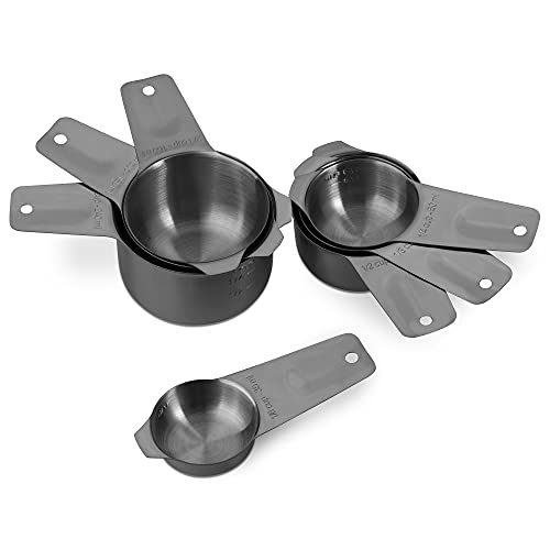7-Piece 18/8 Stainless Steel Measuring Cups Set, Dark Gray