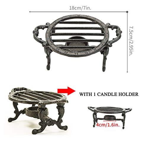Heavy Duty Cast Iron Teapot Dish Warmer Stable Holder for Tealight Stand