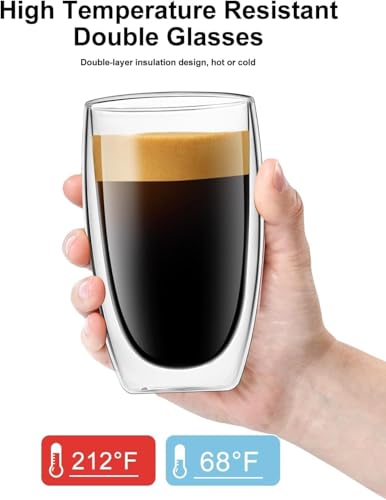 17oz Double Wall Glass Coffee Mugs Set of 4