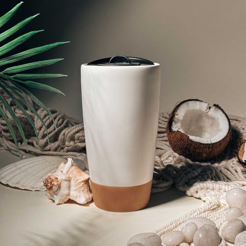 Double Wall Ceramic Coffee Travel Mug with Lid
