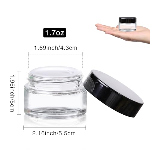 1OZ Glass Cosmetic Jars With Lids 3PCS Small Makeup Containers (3 Count)