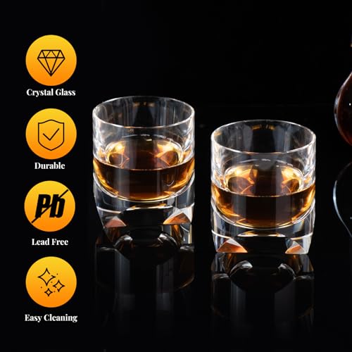 Crystal Whiskey Glasses Set of 2 Hand Blown Old Fashioned Glasses (2 Count)