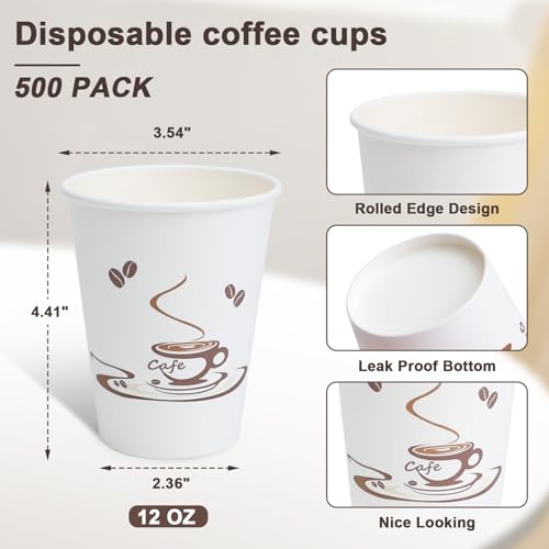 500 Pack 12 oz Coffee Cups (500 Count)