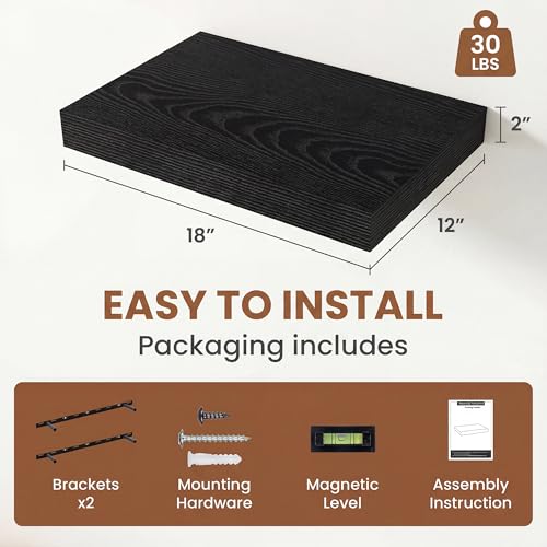 Floating Shelves for Wall 18x12” Set of 2 (2 Count)