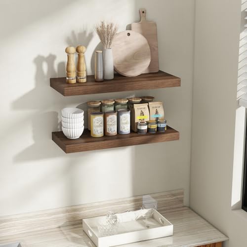 30 Inch Walnut Floating Shelves for Wall (2 Count)