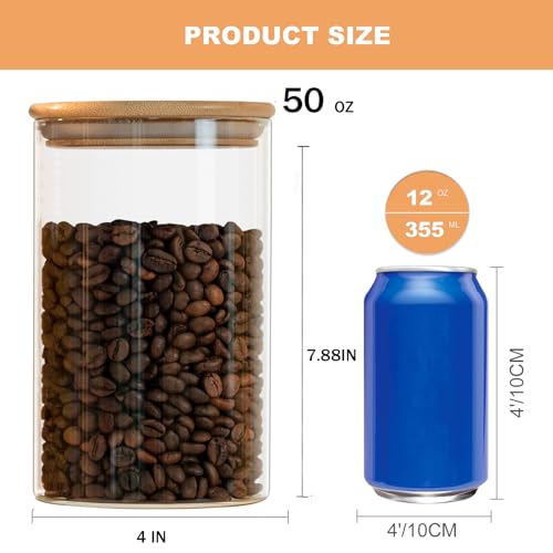 50oz Glass Food Storage Jars Set of 6 (6 Count)