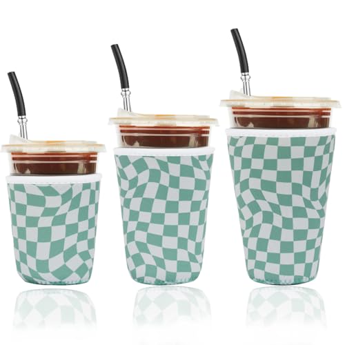 Reusable Insulated Neoprene Iced Coffee Cup Sleeve (3 Count)