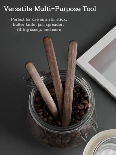 Solid Black Walnut Wood 3Pcs 6" Reusable Coffee Stirrers (3 Count)