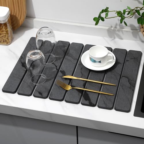 2 PCS Stone Dish Drying Mat for Kitchen Counter (2 Count)