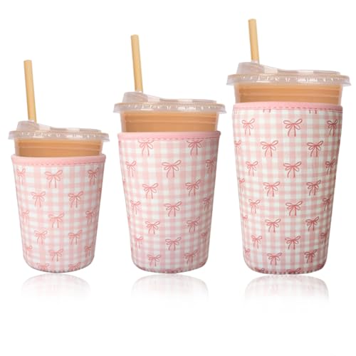 Reusable Insulated Neoprene Iced Coffee Cup Sleeve (3 Count)