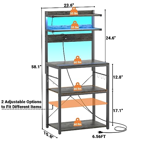 Bakers Rack with Power Outlet & RGB LED
